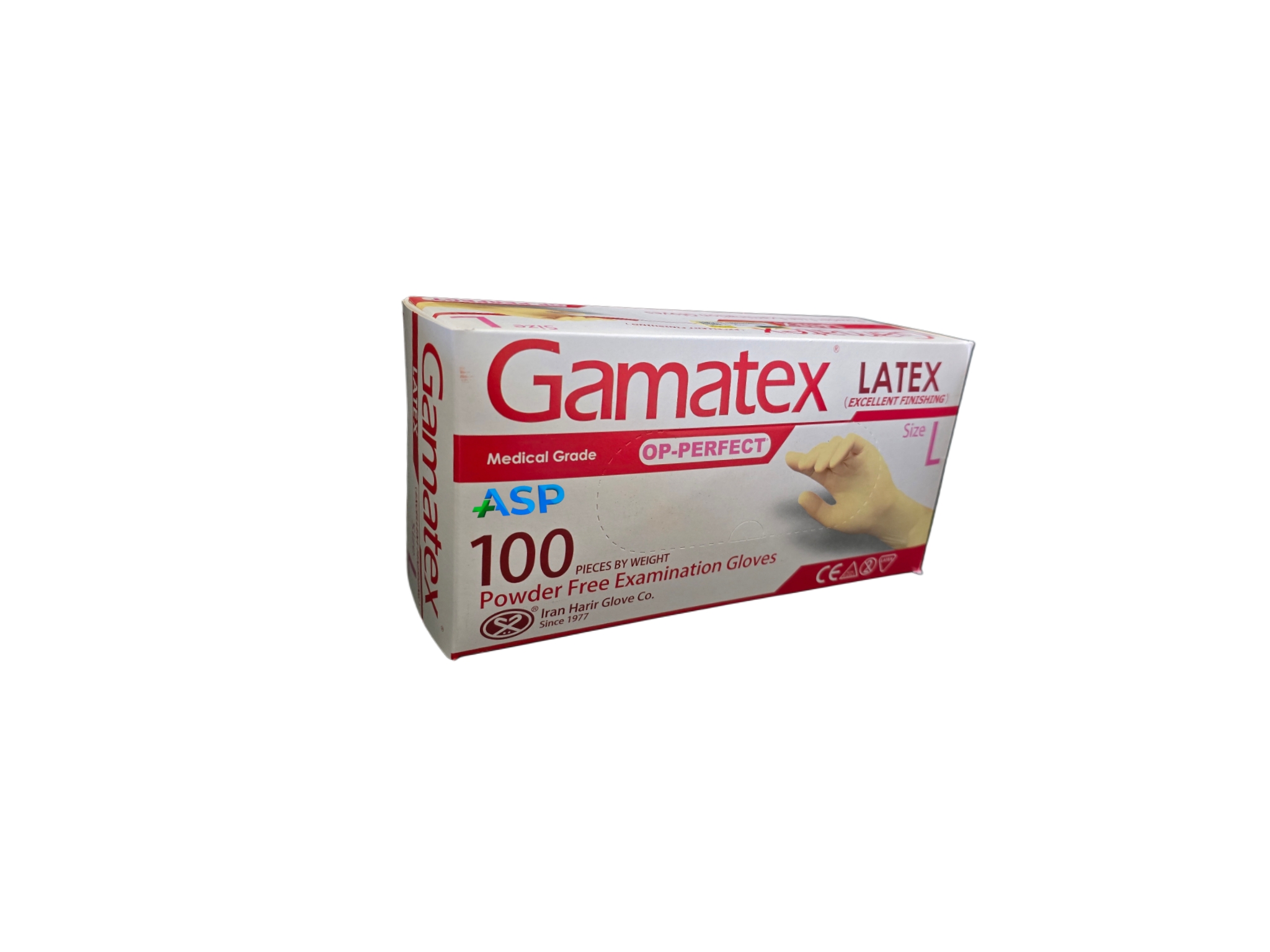 دستکش لاتکس بدون پودر گاماتکس (Gamatex) 100 عددی